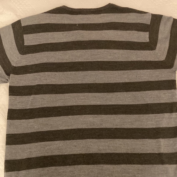 Vintage paper denim & cloth black and grey v-neck striped sweater. - Picture 2 of 3